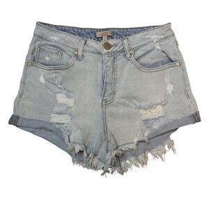 Wonderly High-Waisted Distressed Jean Shorts Frayed Hem 29